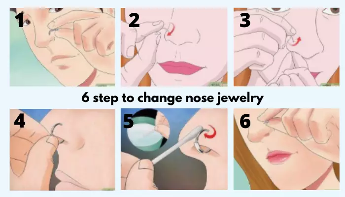 6 step to change nose jewelry