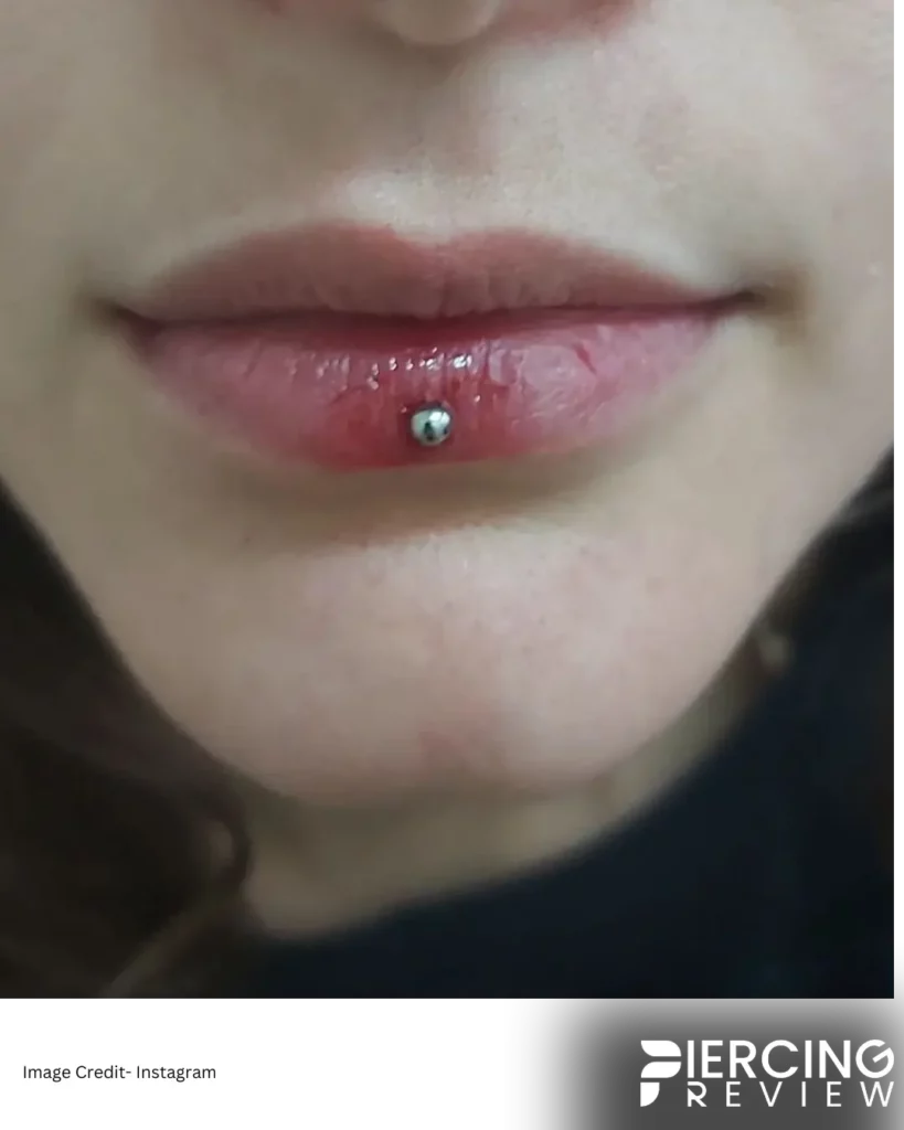 Bottom Lip Piercing - Ashley Piercing girl picture