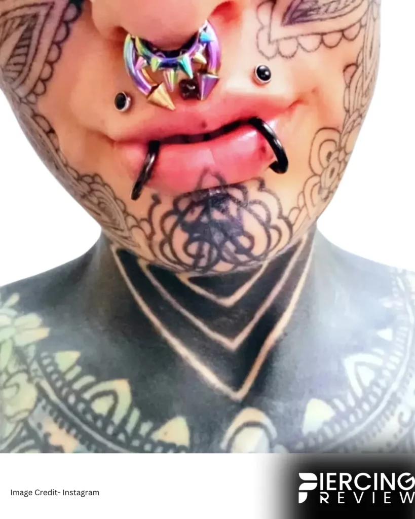 tattoo man circular barbells Lip Ring-Canine Bites Piercing