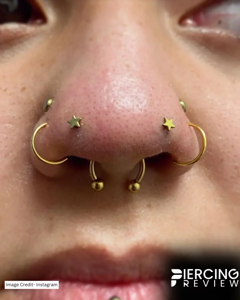 gold star design stud women images - Mantis Piercing