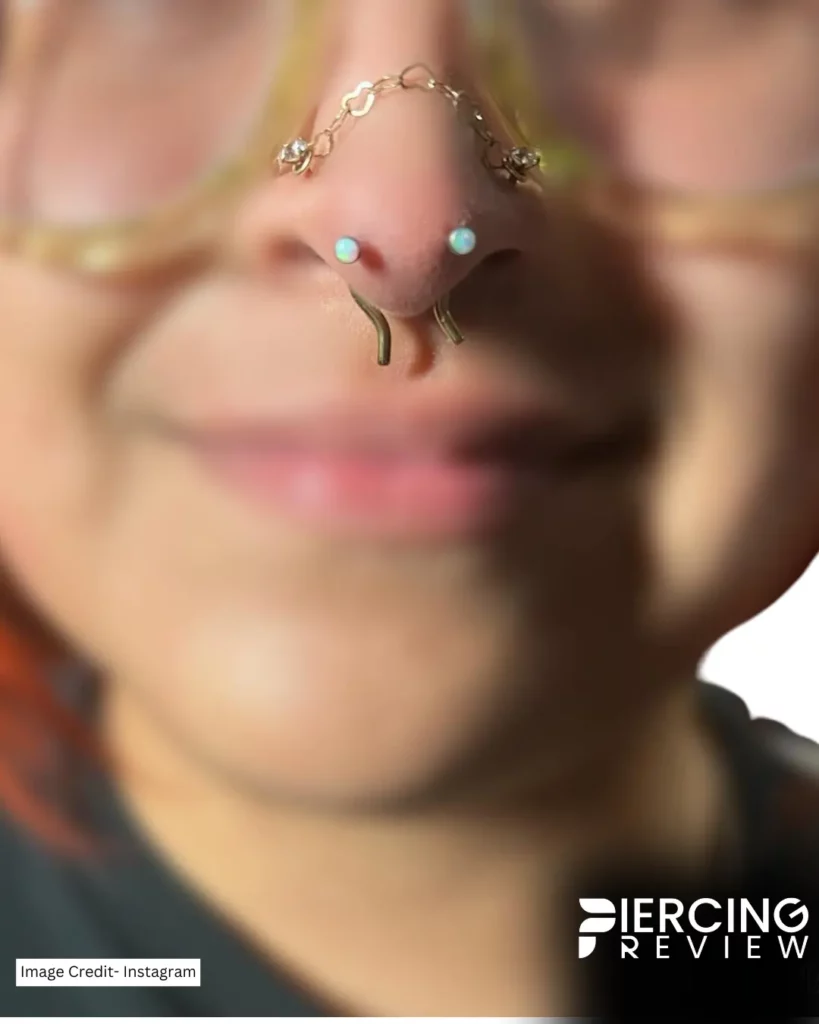 golden chain nose and studs Jewelry - Mantis Piercing girl images
