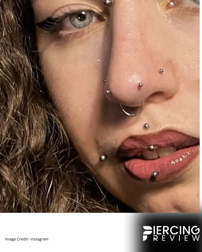 stainless steel studs with septum ring for women on nose images - Mantis Piercing