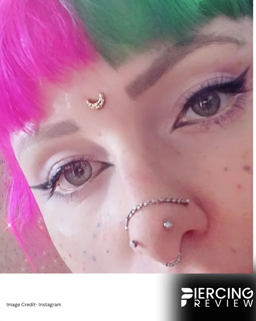 unique gold studs with diamond women on nose images - Mantis Piercing