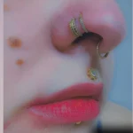 diamond with gold studs for - Cyber Bites Piercing girl lips image