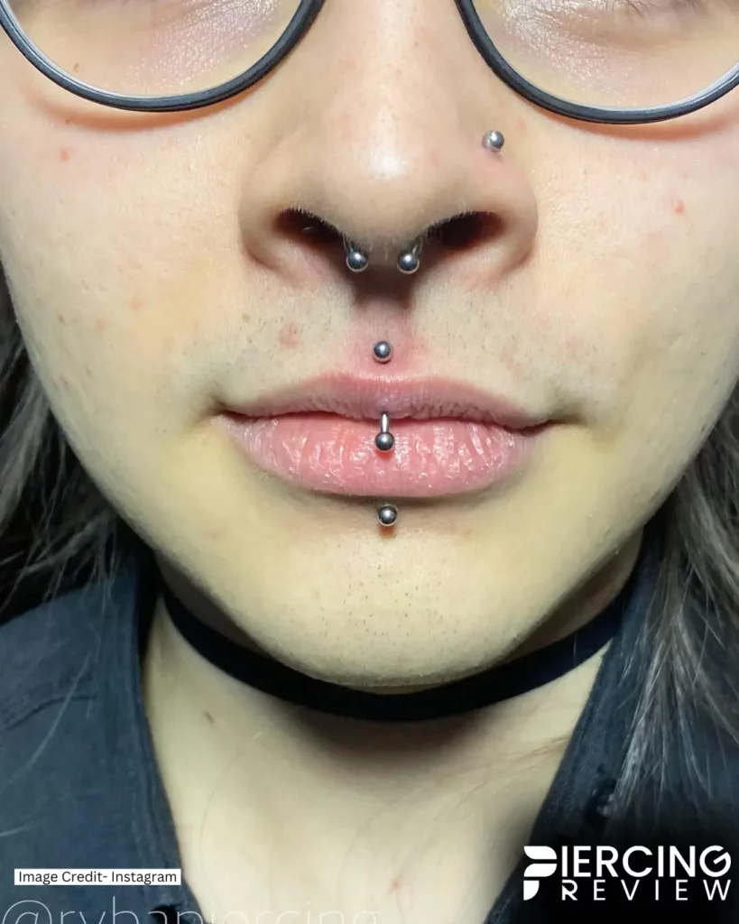 surgical steel labret jewelry with septum women Jestrum Vertical Philtrum Piercing image