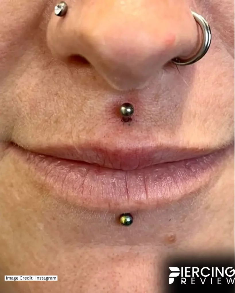 surgical steel with double nose jewelry Cyber Bites Piercing women lips image