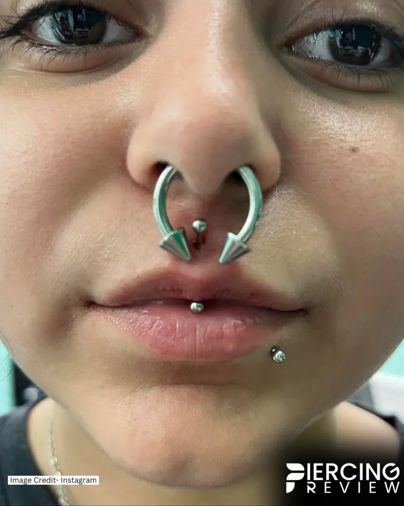 surgical steel with septum jewelry women Jestrum Vertical Philtrum Piercing lover image